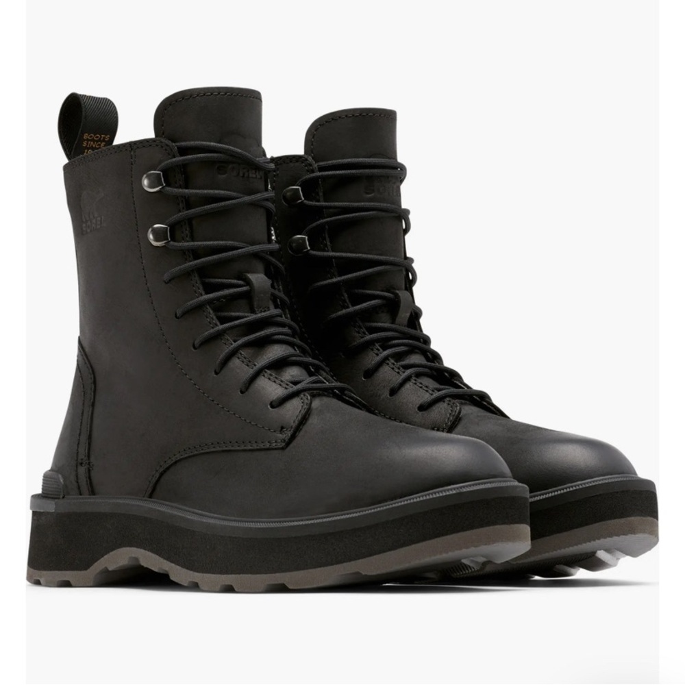 Sorel Hi-Line Platform Combat Boot Lace-Up Black Leather Sz 10 - Only worn once!